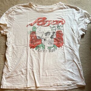 Rock 'n Roll Graphic Tee with Skull and Roses